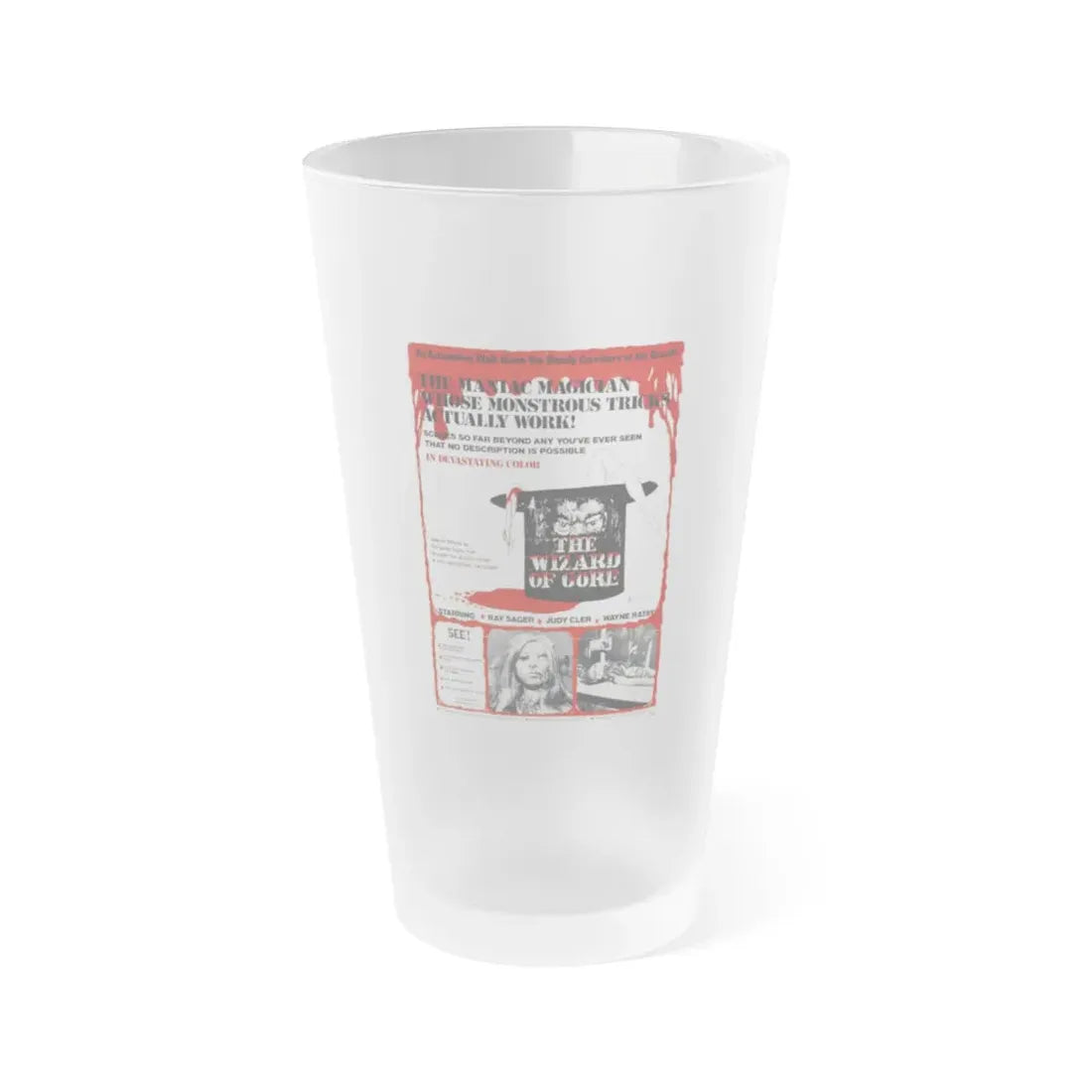 THE WIZARD OF GORE 1970 Movie Poster - Frosted Pint Glass 16oz 16oz Frosted - Go Mug Yourself