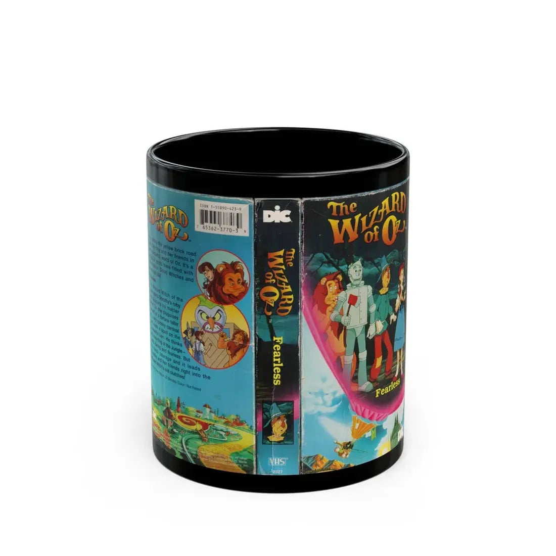 THE WIZARD OF OZ THE ANIMATED SERIES FEARLESS (VHS COVER) - Black Coffee Mug 11oz - Go Mug Yourself