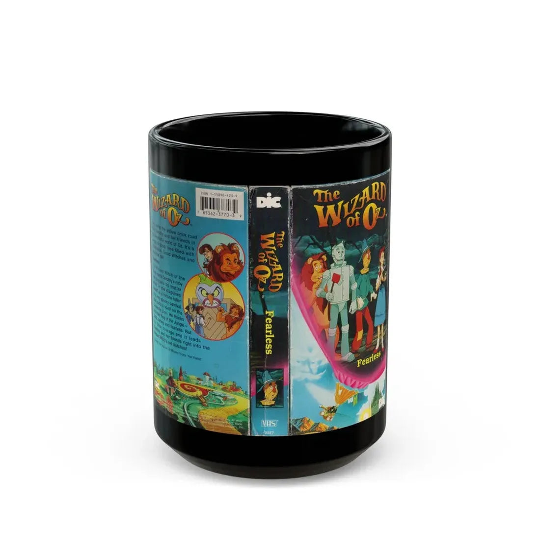 THE WIZARD OF OZ THE ANIMATED SERIES FEARLESS (VHS COVER) - Black Coffee Mug 15oz - Go Mug Yourself