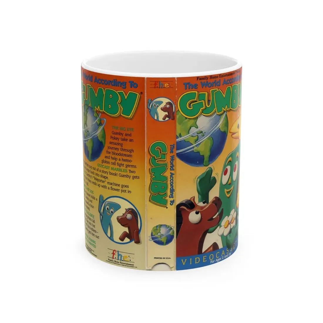 THE WORLD ACCORDING TO GUMBY (VHS COVER) - White Coffee Mug 11oz - Go Mug Yourself