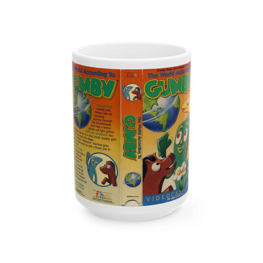 THE WORLD ACCORDING TO GUMBY (VHS COVER) - White Coffee Mug-15oz-Go Mug Yourself