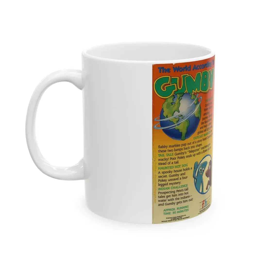 THE WORLD ACCORDING TO GUMBY (VHS COVER) - White Coffee Mug - Go Mug Yourself