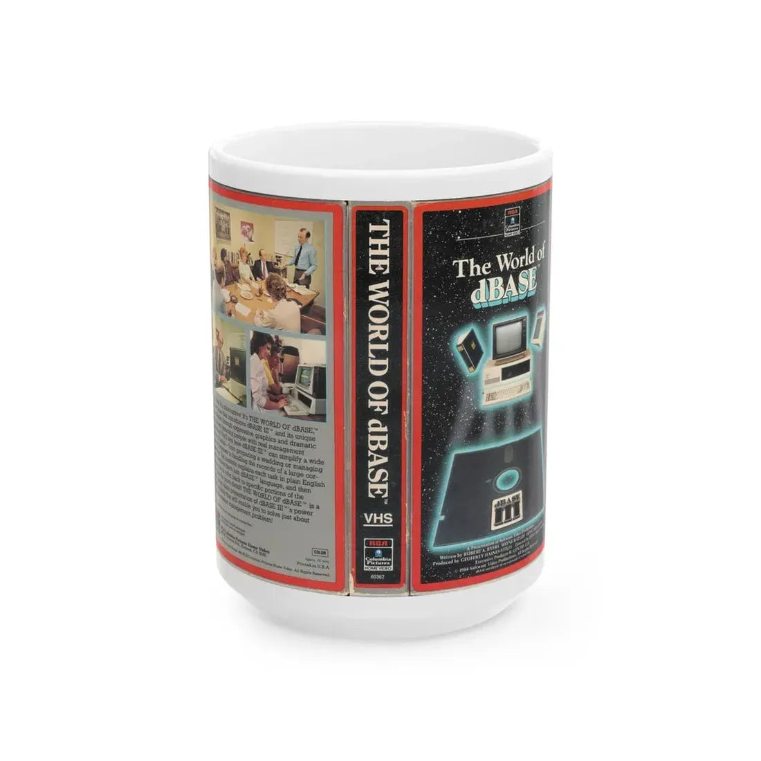 THE WORLD OF DBASE (VHS COVER) - White Coffee Mug 15oz - Go Mug Yourself
