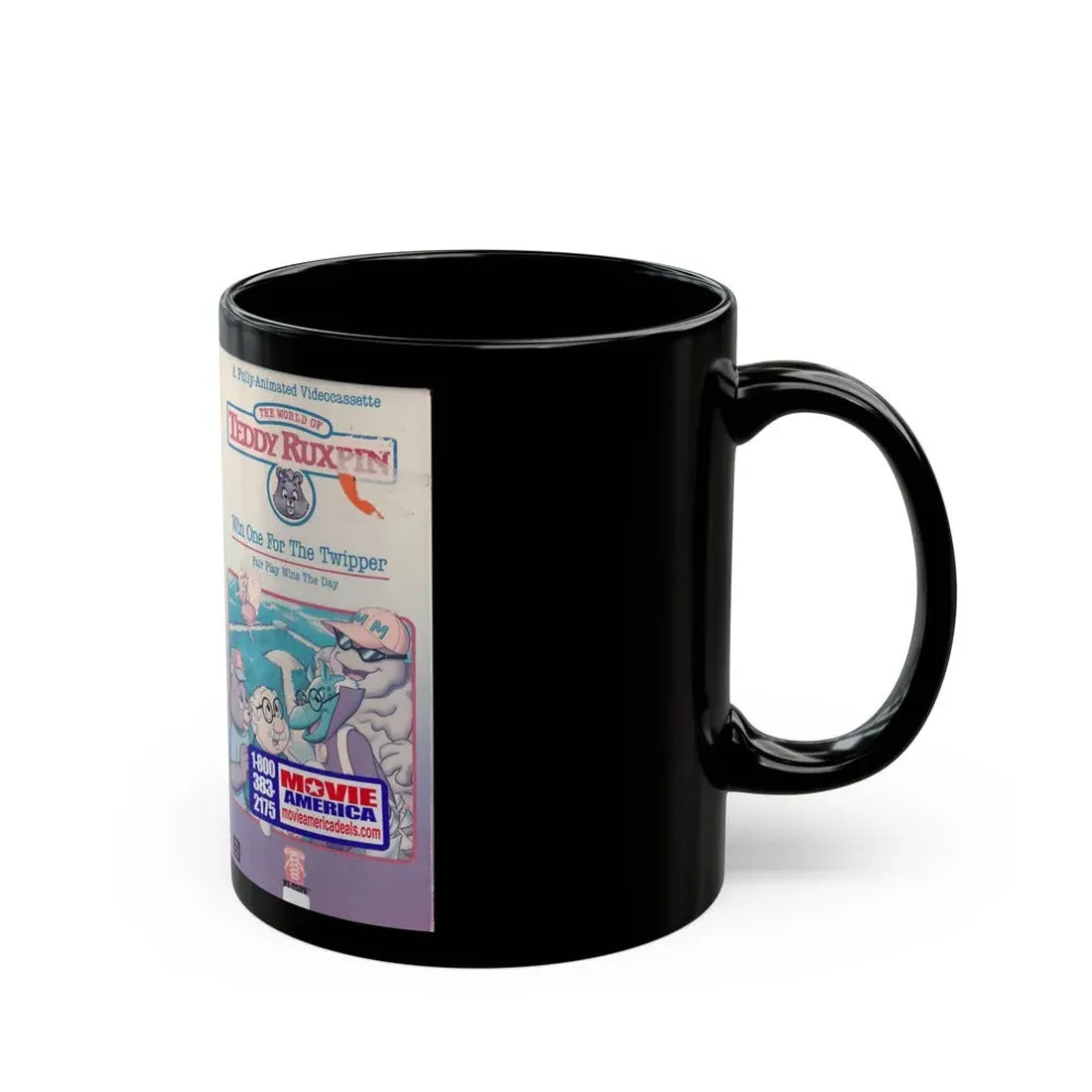 THE WORLD OF TEDDY RUXPIN WIN WON FOR THE TWIPPER (VHS COVER) - Black Coffee Mug - Go Mug Yourself