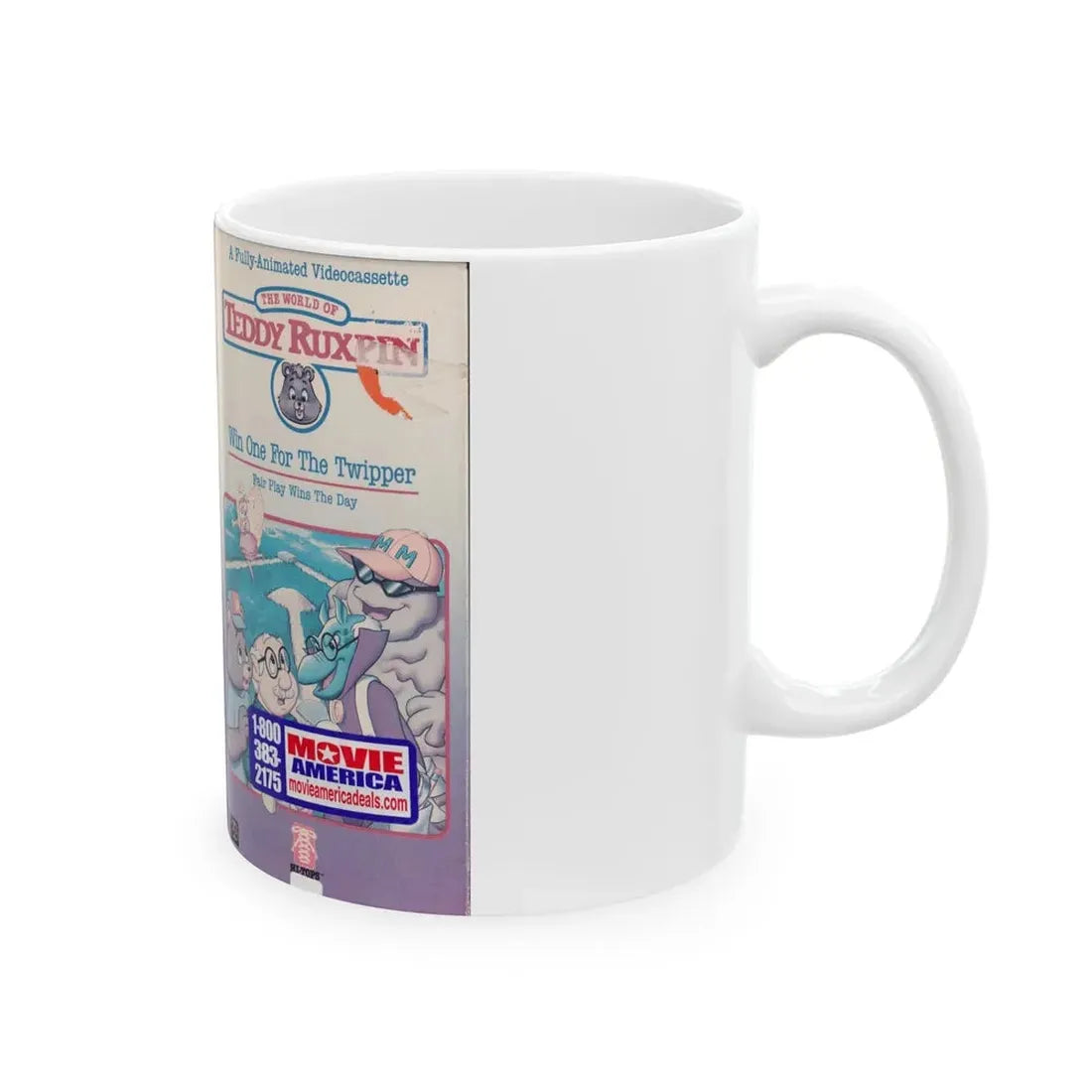 THE WORLD OF TEDDY RUXPIN WIN WON FOR THE TWIPPER (VHS COVER) - White Coffee Mug - Go Mug Yourself