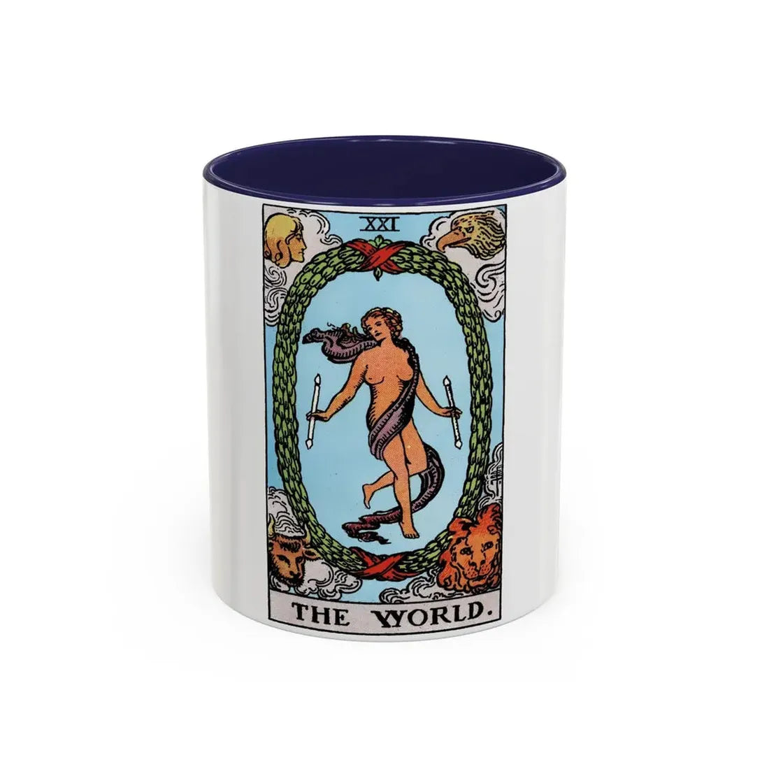 The World (Tarot Card) Accent Coffee Mug 11oz Navy - Go Mug Yourself