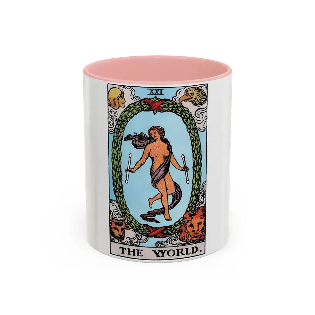 The World (Tarot Card) Accent Coffee Mug 11oz Pink - Go Mug Yourself