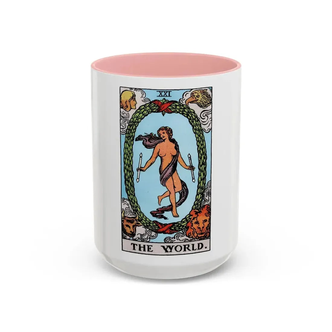 The World (Tarot Card) Accent Coffee Mug 15oz Pink - Go Mug Yourself