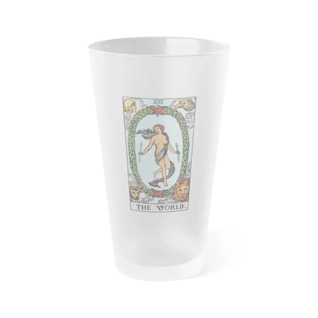 The World (Tarot Card) Frosted Pint Glass 16oz Default Title - Go Mug Yourself