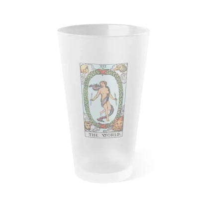 The World (Tarot Card) Frosted Pint Glass 16oz Default Title - Go Mug Yourself