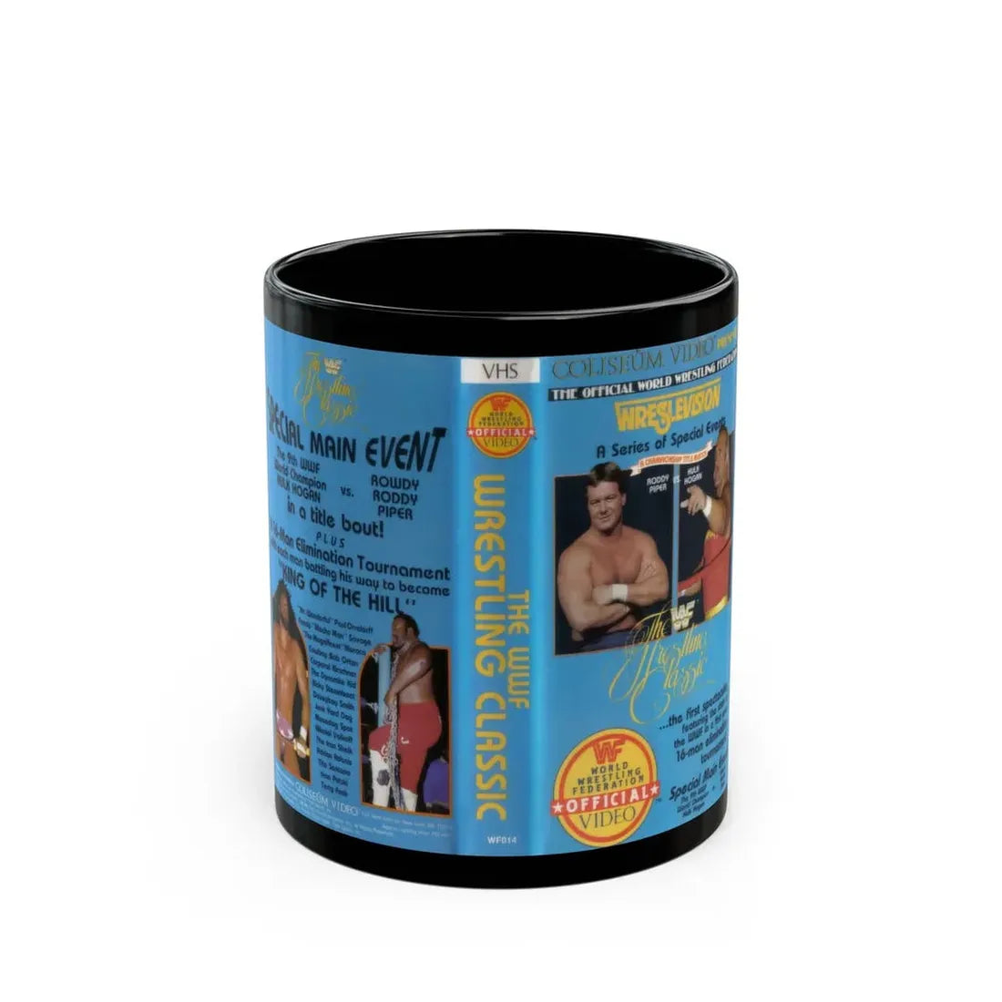 THE WWF WRESTLING CLASSIC (VHS COVER) - Black Coffee Mug 11oz - Go Mug Yourself