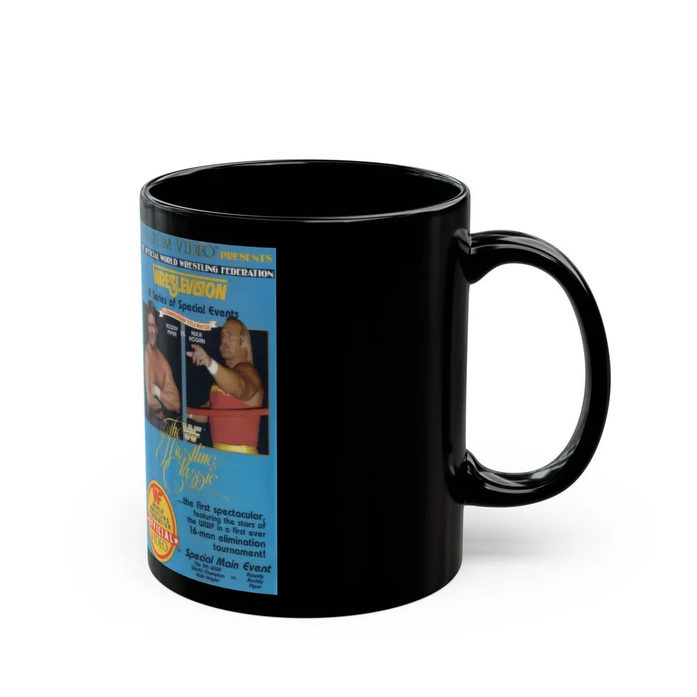 THE WWF WRESTLING CLASSIC (VHS COVER) - Black Coffee Mug-Go Mug Yourself