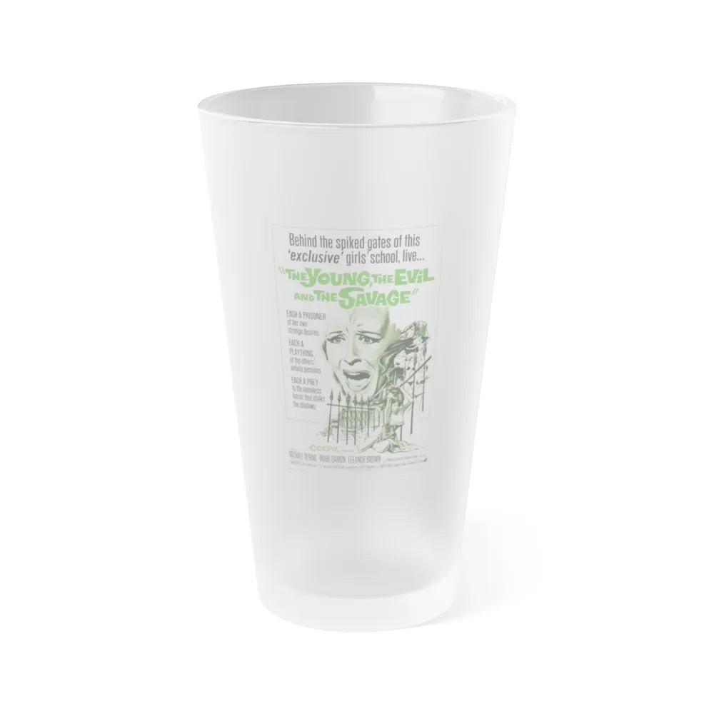 THE YOUNG, THE EVIL AND THE SAVAGE (Naked You Die) 1968 Movie Poster - Frosted Pint Glass 16oz-16oz-Frosted-Go Mug Yourself