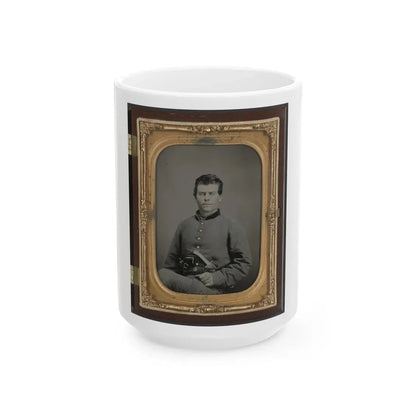 Theophilus Mann Of Company G, 1st (Farinholt's) Virginia Infantry Battalion Reserves, With Pistol And Knife (U.S. Civil War) White Coffee Mug 15oz - Go Mug Yourself