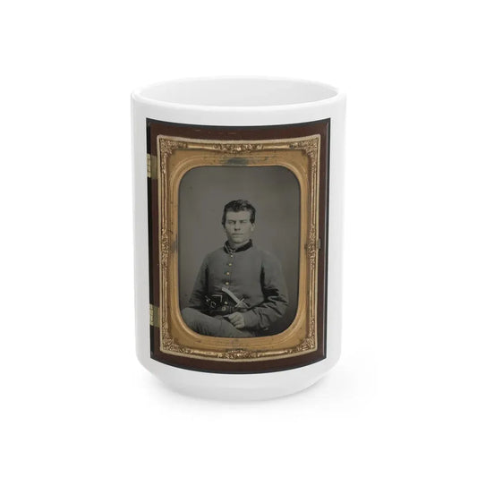 Theophilus Mann Of Company G, 1st (Farinholt's) Virginia Infantry Battalion Reserves, With Pistol And Knife (U.S. Civil War) White Coffee Mug 15oz - Go Mug Yourself