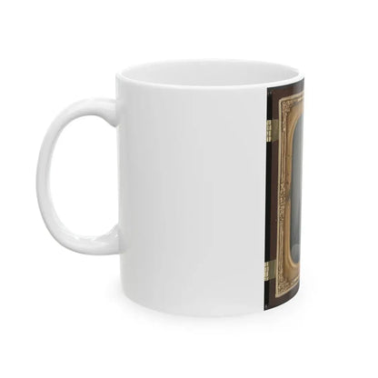 Theophilus Mann Of Company G, 1st (Farinholt's) Virginia Infantry Battalion Reserves, With Pistol And Knife (U.S. Civil War) White Coffee Mug - Go Mug Yourself