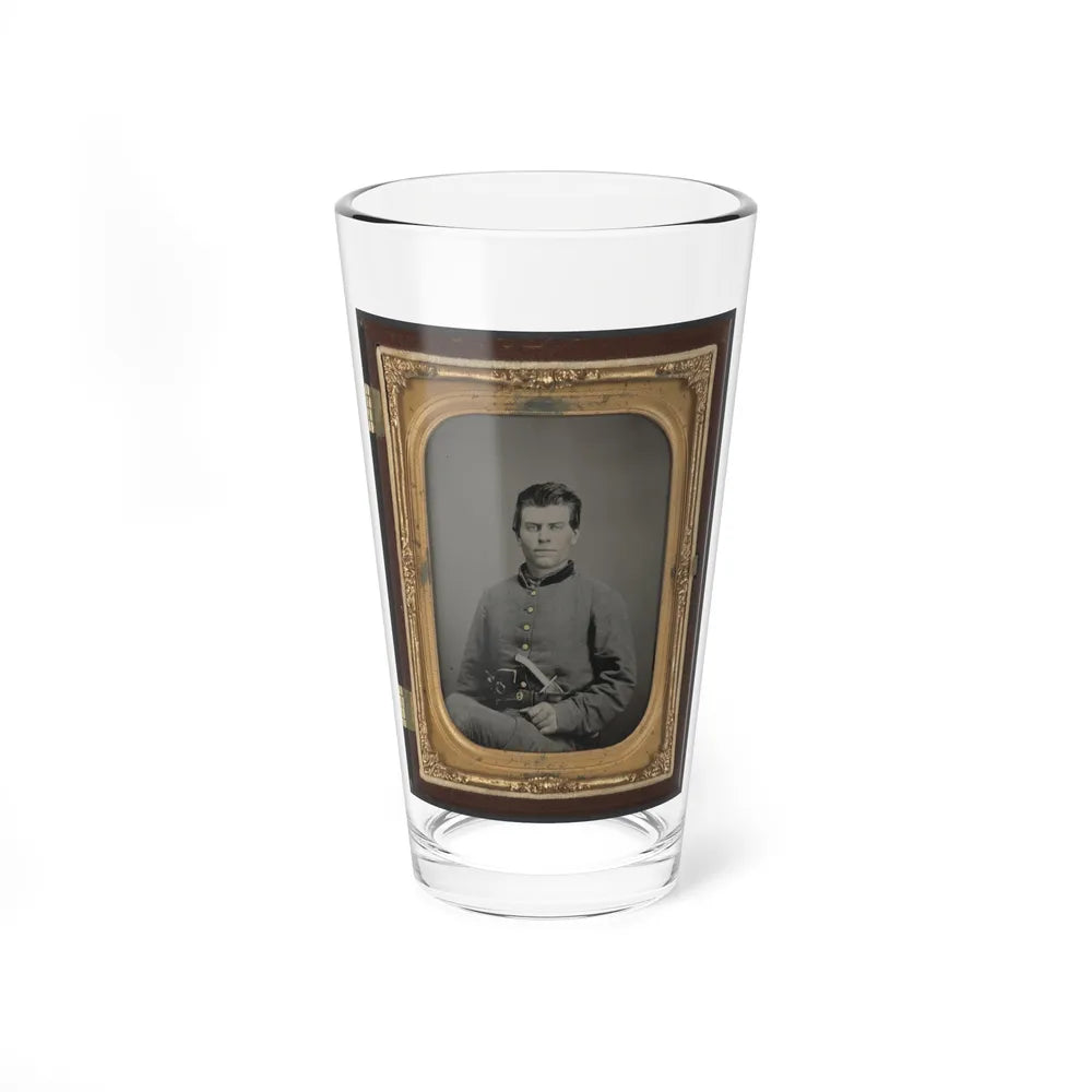 Theophilus Mann Of Company G, 1st (Farinholt's) Virginia Infantry Battalion Reserves, With Pistol And Knife (U.S. Civil War) Pint Glass 16oz-16oz-Go Mug Yourself