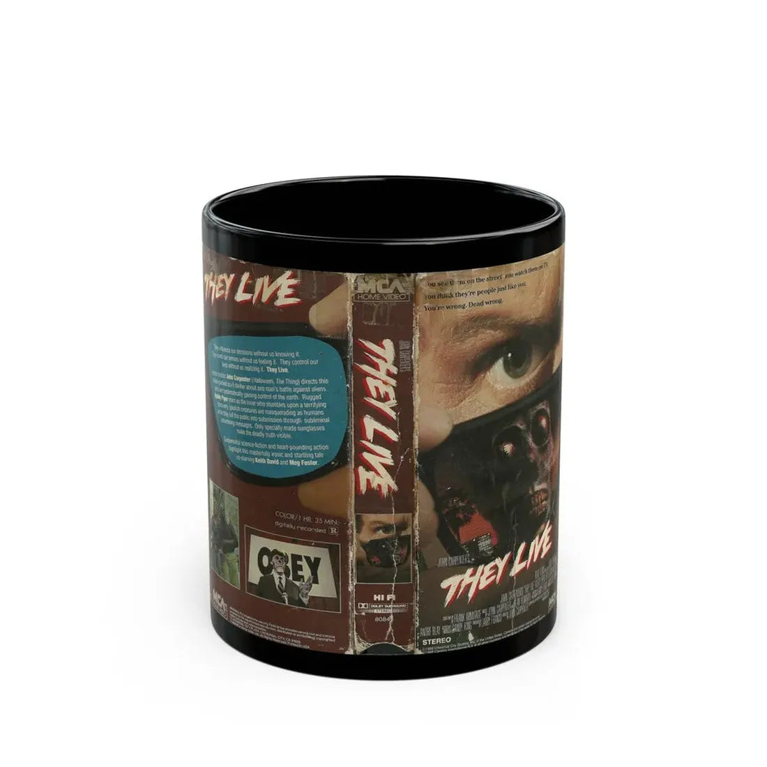 THEY LIVE ROWDY RODDY PIPER (VHS COVER) - Black Coffee Mug 11oz - Go Mug Yourself
