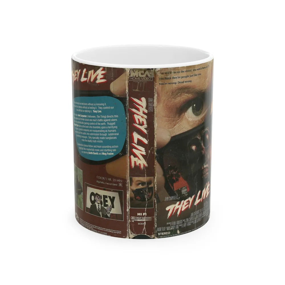 THEY LIVE ROWDY RODDY PIPER (VHS COVER) - White Coffee Mug-11oz-Go Mug Yourself