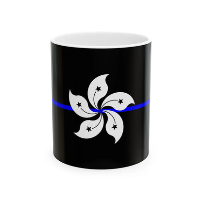 Thin Blue Line Flag Hong Kong (China) White Coffee Mug 11oz - Go Mug Yourself