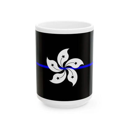 Thin Blue Line Flag Hong Kong (China) White Coffee Mug 15oz - Go Mug Yourself