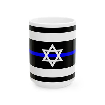 Thin Blue Line Flag Israel (Israel) White Coffee Mug 15oz - Go Mug Yourself