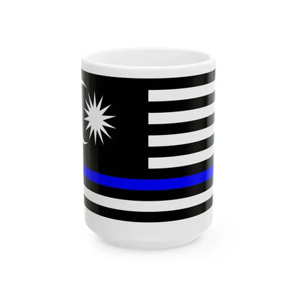 Thin Blue Line Flag Malaysia (Malaysia) White Coffee Mug 15oz - Go Mug Yourself