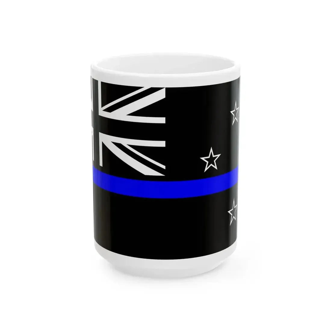 Thin Blue Line Flag New Zealand (New Zealand) White Coffee Mug 15oz - Go Mug Yourself