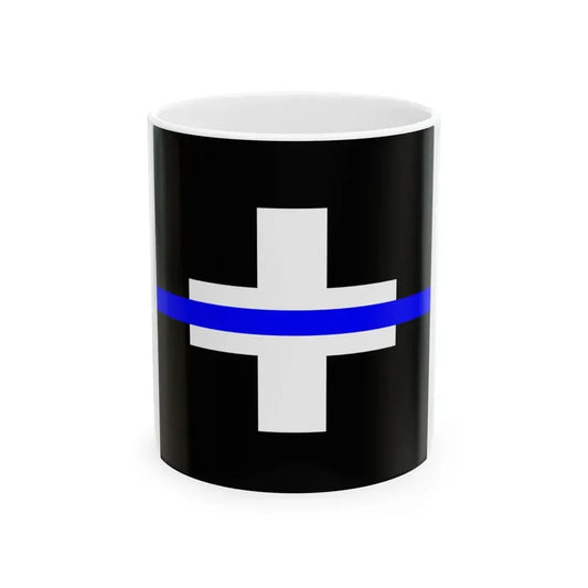 Thin Blue Line Flag Switzerland (Switzerland) White Coffee Mug 11oz - Go Mug Yourself