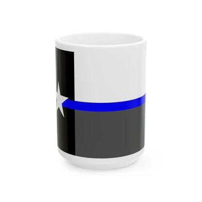 Thin Blue Line Flag Texas (United States) White Coffee Mug 15oz - Go Mug Yourself
