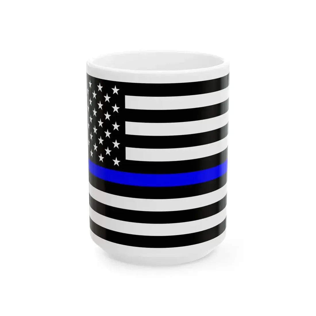 Thin Blue Line Flag United States (United States) White Coffee Mug 15oz - Go Mug Yourself