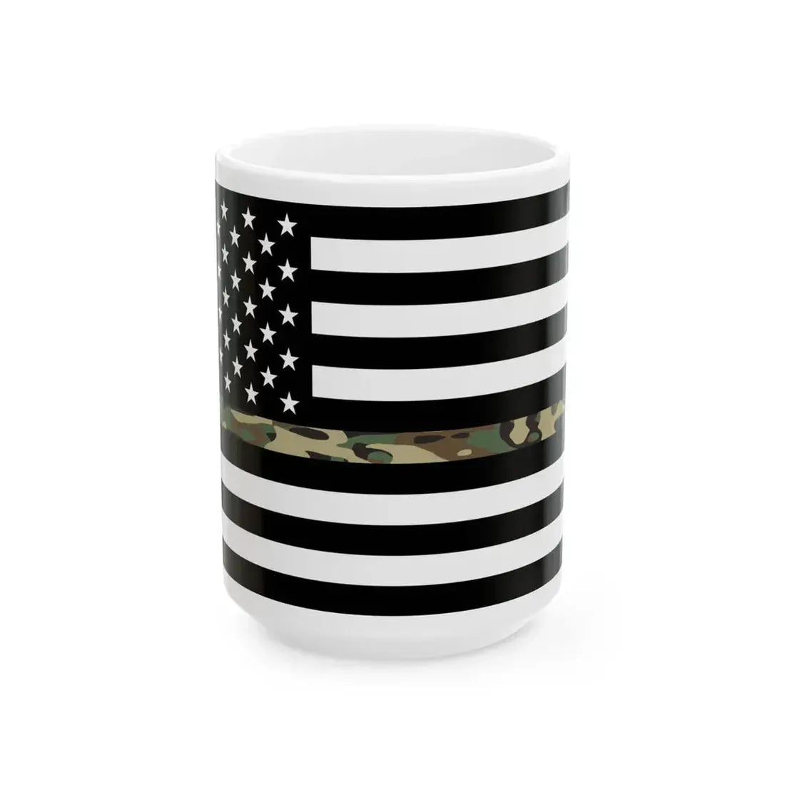 Thin Camo Line Flag United States (United States) White Coffee Mug 15oz - Go Mug Yourself