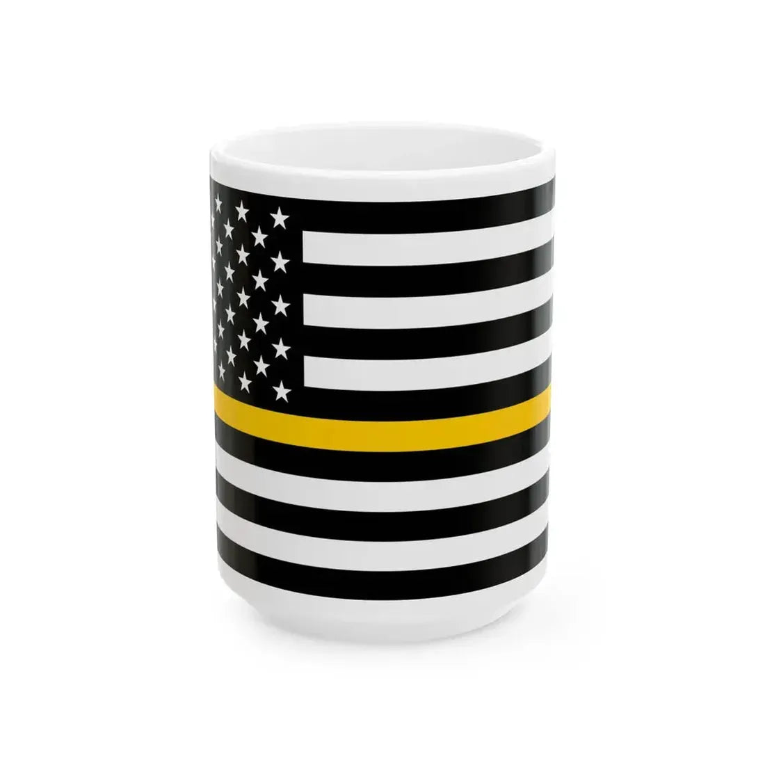 Thin Gold Line Flag United States (United States) White Coffee Mug 15oz - Go Mug Yourself