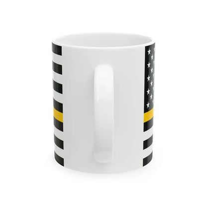 Thin Gold Line Flag United States (United States) White Coffee Mug - Go Mug Yourself
