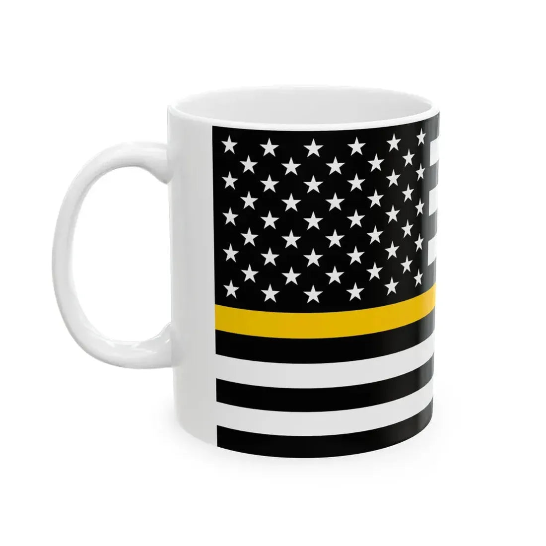Thin Gold Line Flag United States (United States) White Coffee Mug - Go Mug Yourself