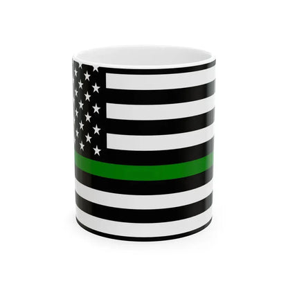 Thin Green Line Flag United States (United States) White Coffee Mug 11oz - Go Mug Yourself