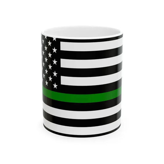 Thin Green Line Flag United States (United States) White Coffee Mug 11oz - Go Mug Yourself