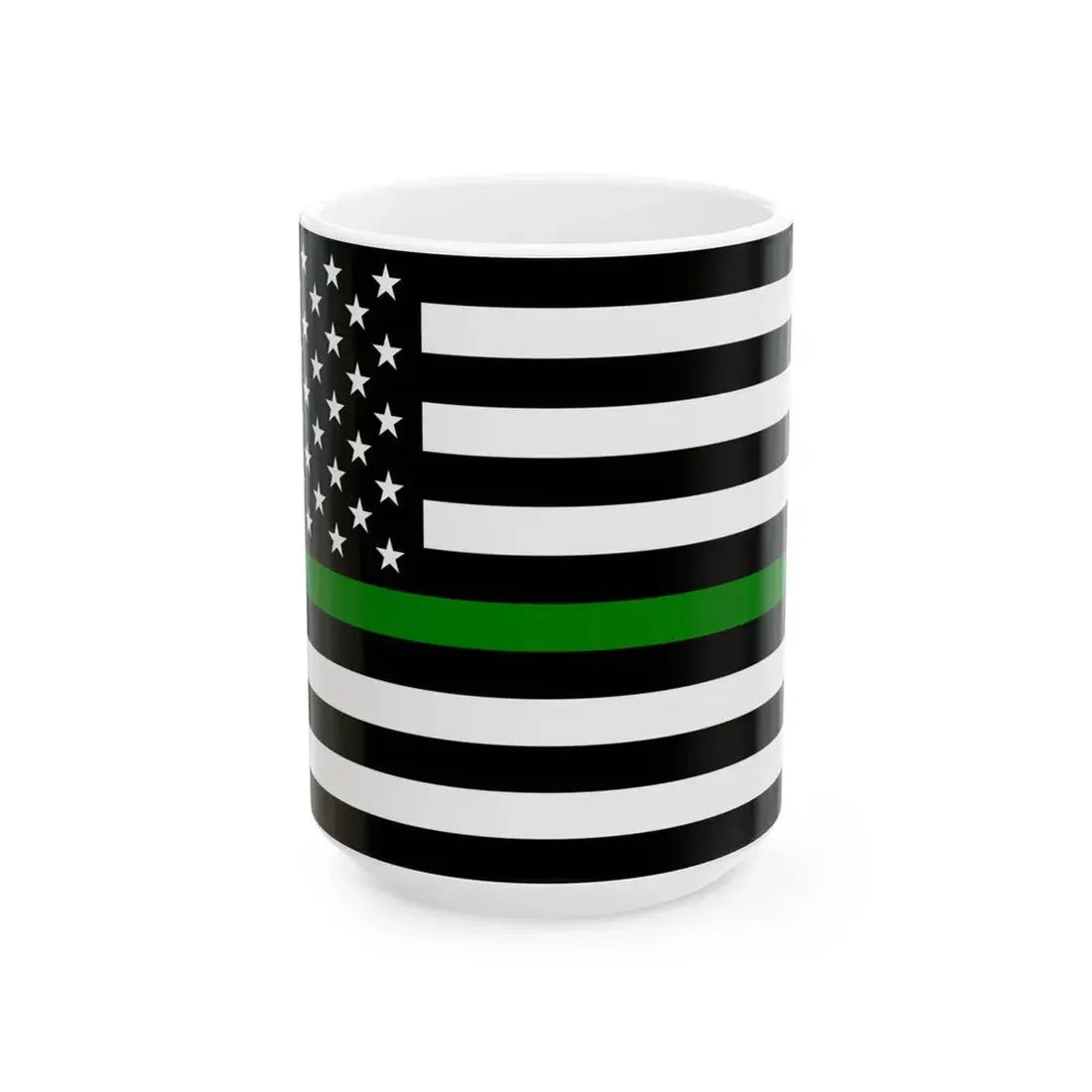 Thin Green Line Flag United States (United States) White Coffee Mug 15oz - Go Mug Yourself