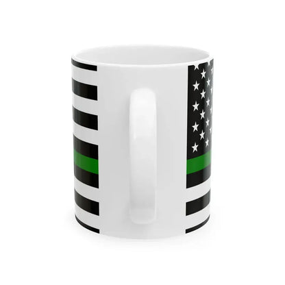 Thin Green Line Flag United States (United States) White Coffee Mug - Go Mug Yourself
