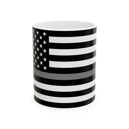 Thin Grey Line Flag United States (United States) White Coffee Mug 11oz - Go Mug Yourself