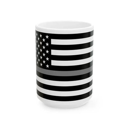 Thin Grey Line Flag United States (United States) White Coffee Mug 15oz - Go Mug Yourself