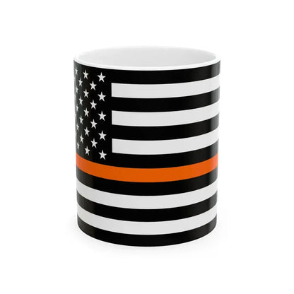 Thin Orange Line Flag United States (United States) White Coffee Mug 11oz - Go Mug Yourself