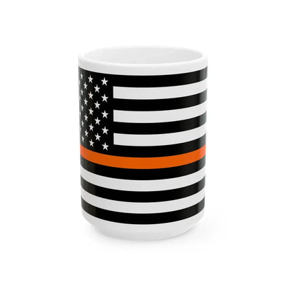 Thin Orange Line Flag United States (United States) White Coffee Mug 15oz - Go Mug Yourself