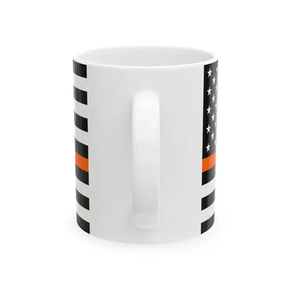 Thin Orange Line Flag United States (United States) White Coffee Mug - Go Mug Yourself