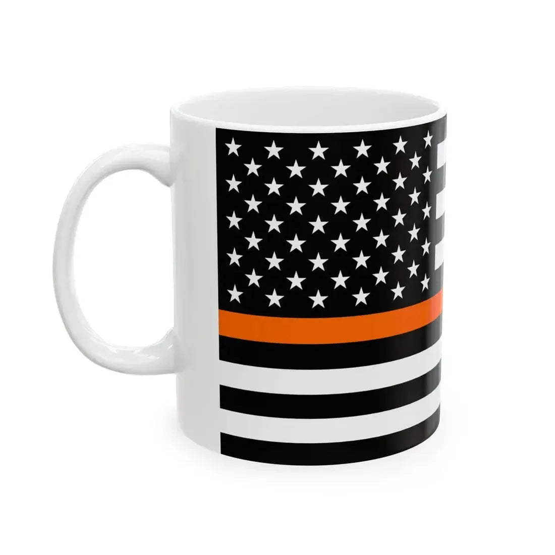 Thin Orange Line Flag United States (United States) White Coffee Mug - Go Mug Yourself