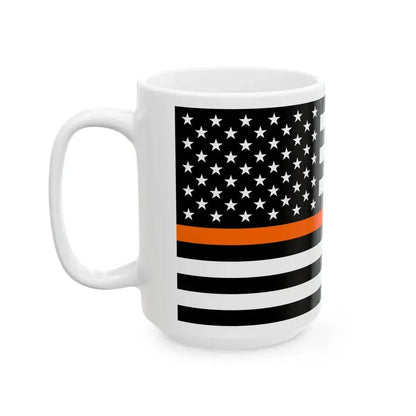 Thin Orange Line Flag United States (United States) White Coffee Mug - Go Mug Yourself