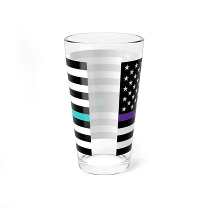 Thin Purple-Teal Line Flag United States (United States) Pint Glass 16oz - Go Mug Yourself