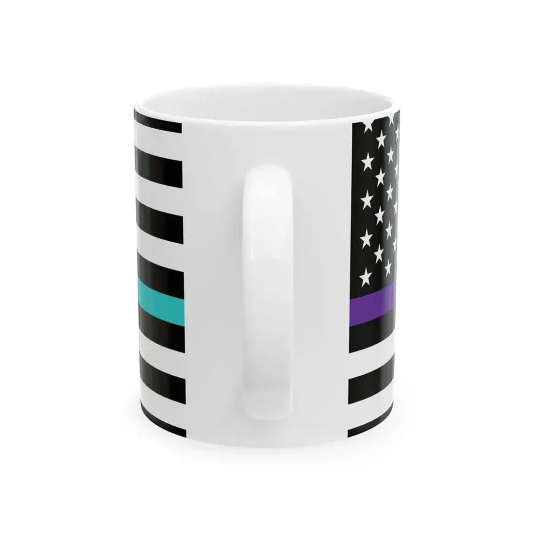Thin Purple-Teal Line Flag United States (United States) White Coffee Mug - Go Mug Yourself