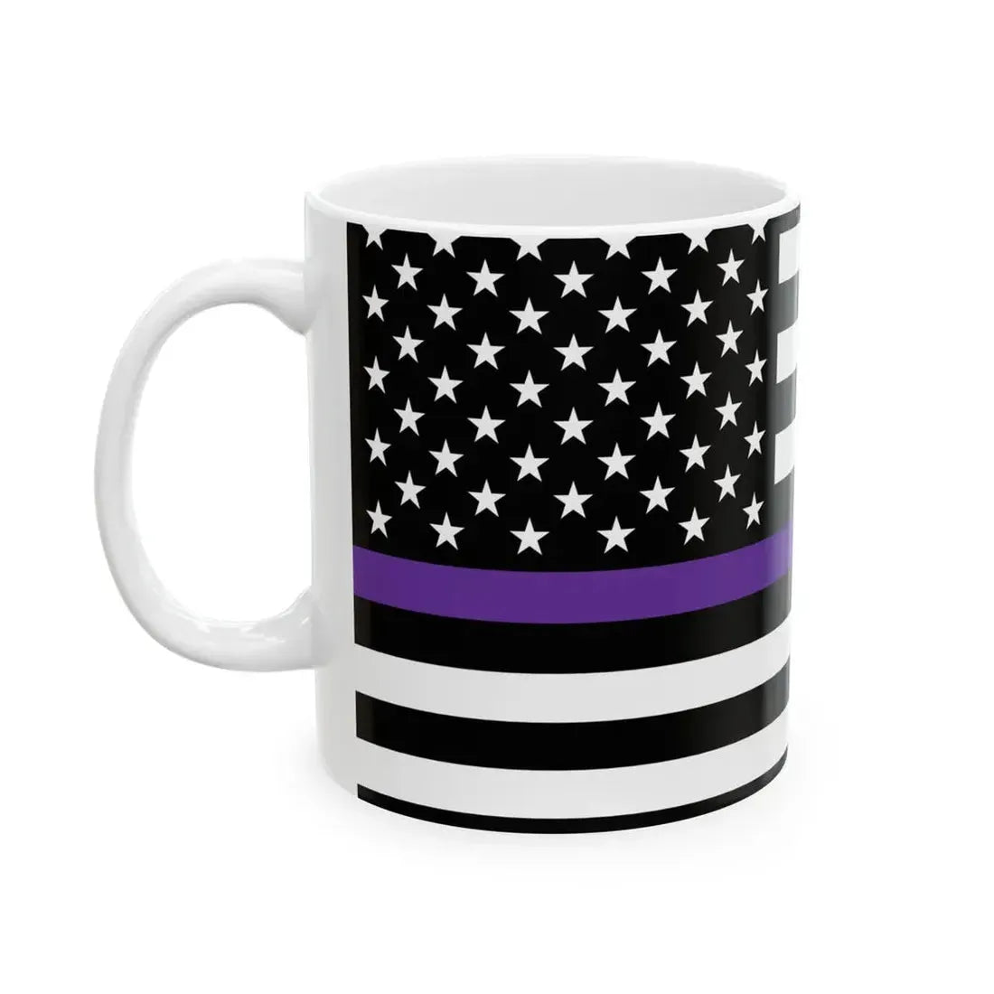 Thin Purple-Teal Line Flag United States (United States) White Coffee Mug - Go Mug Yourself