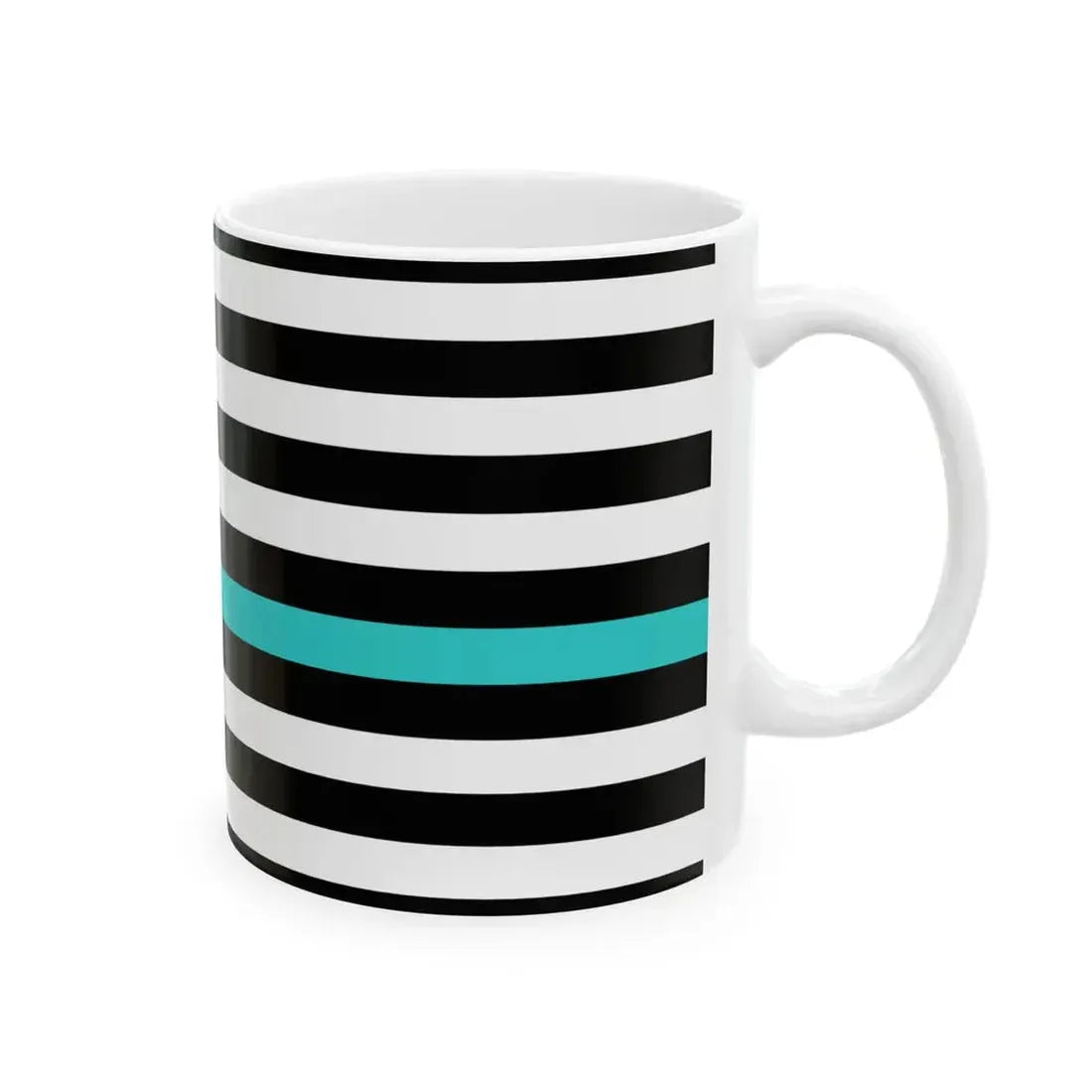 Thin Purple-Teal Line Flag United States (United States) White Coffee Mug - Go Mug Yourself